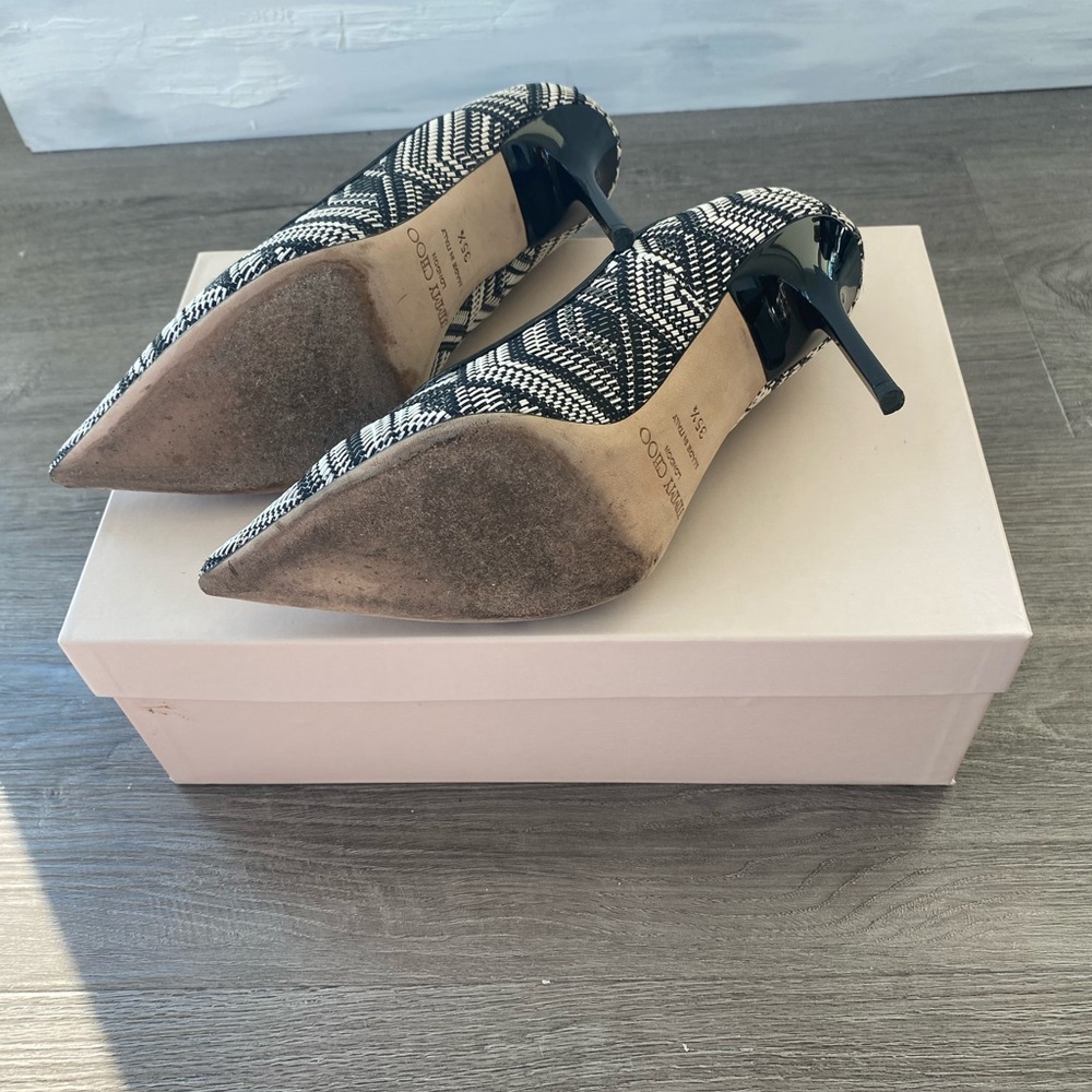 Jimmy Choo Abel Heels in Black and White Raffia - Picture 10 of 10